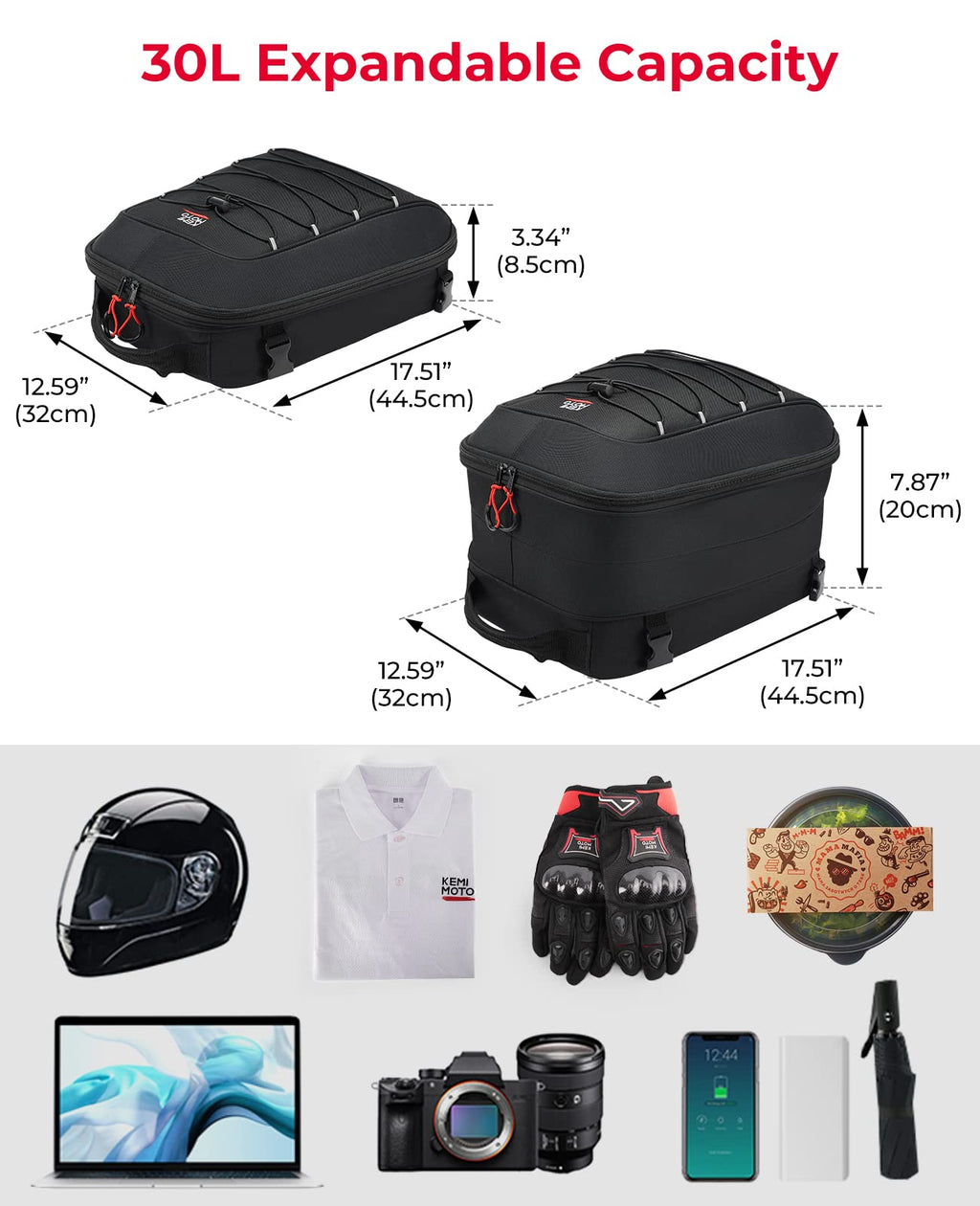 12L-28L Motorcycle Tail Bag