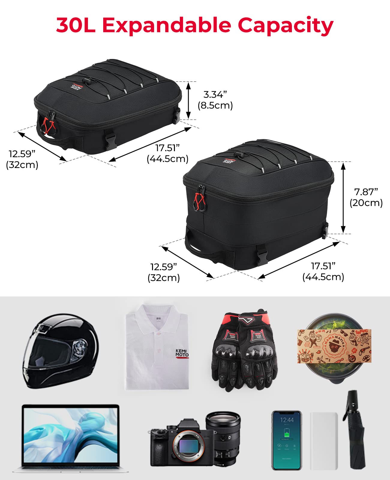 12L-28L Motorcycle Tail Bag